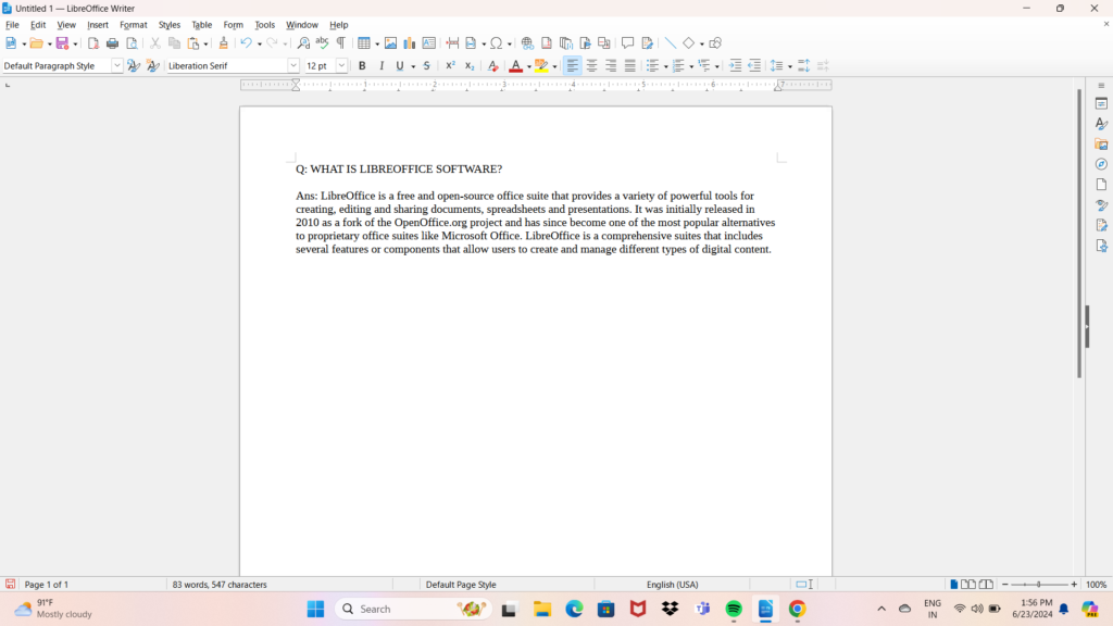 features of LibreOffice software