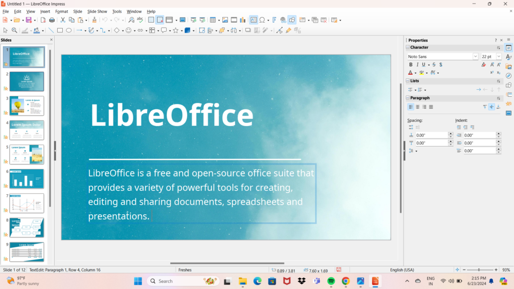 features of LibreOffice software